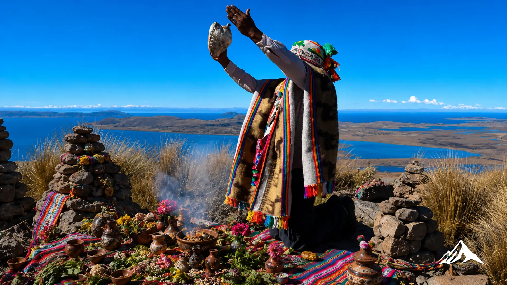 The Chakana, or Andean Cross, represents the three worlds of Andean cosmology and the sacred balance between nature, humanity, and the spiritual realm.