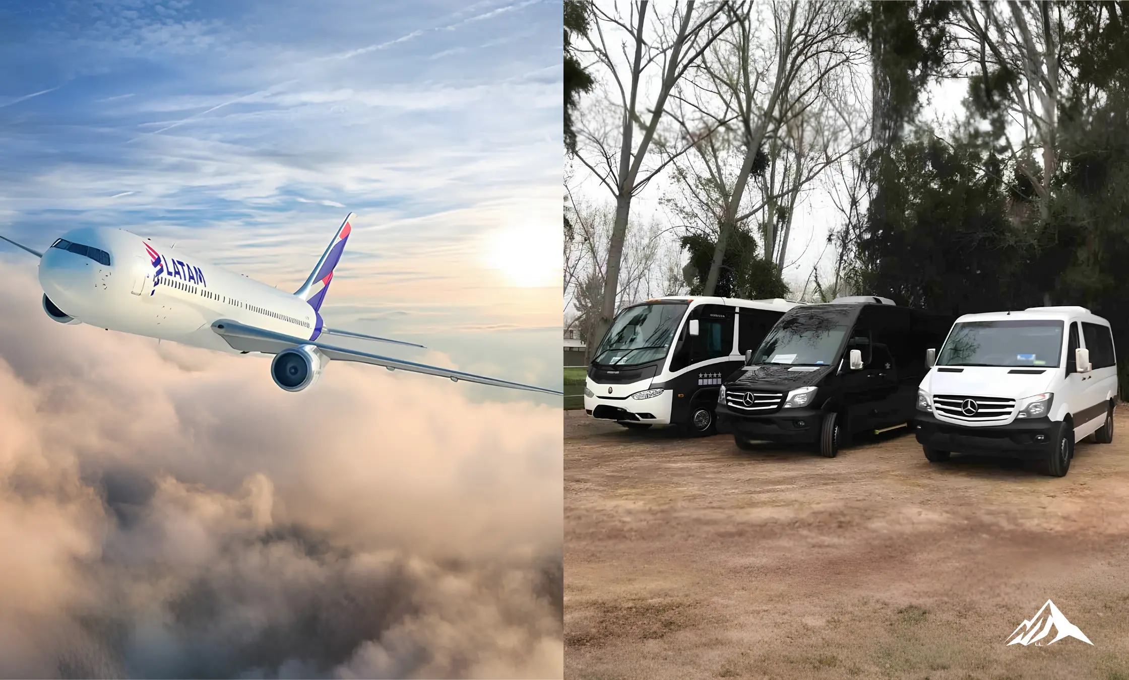 Travelers using trains, flights, buses, and private transportation across Peru.